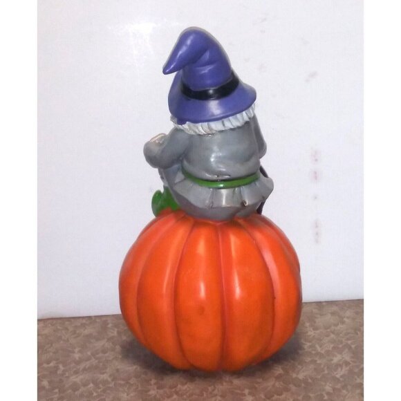 NWT Jack O Lantern Gnome with black cat Halloween resin figurine NEW 12.5" tall - Picture 4 of 9